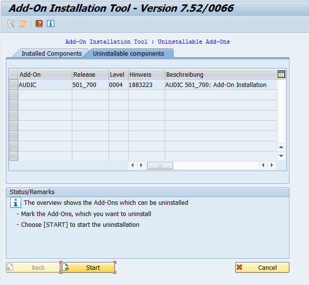 Deinstallable Add-Ons